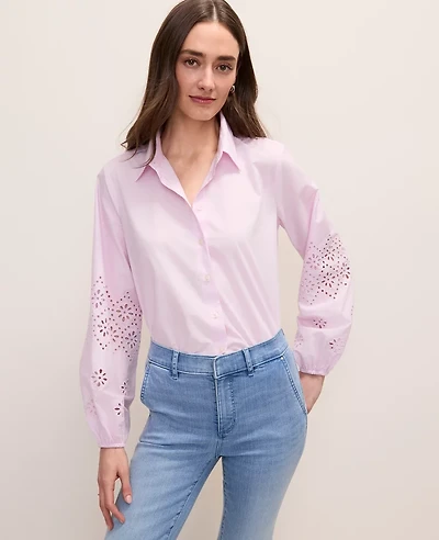 Ann Taylor Eyelet Button Down Shirt Women's