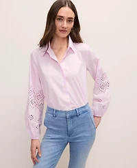 Ann Taylor Eyelet Button Down Shirt Women's