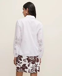 Ann Taylor Eyelet Button Down Shirt White Women's