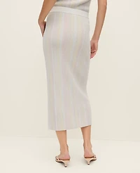 Ann Taylor Striped Metallic Midi Sweater Skirt Rose Veil Women's