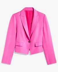 Ann Taylor The Shorter One Button Blazer Linen Blend Rhododendron Women's