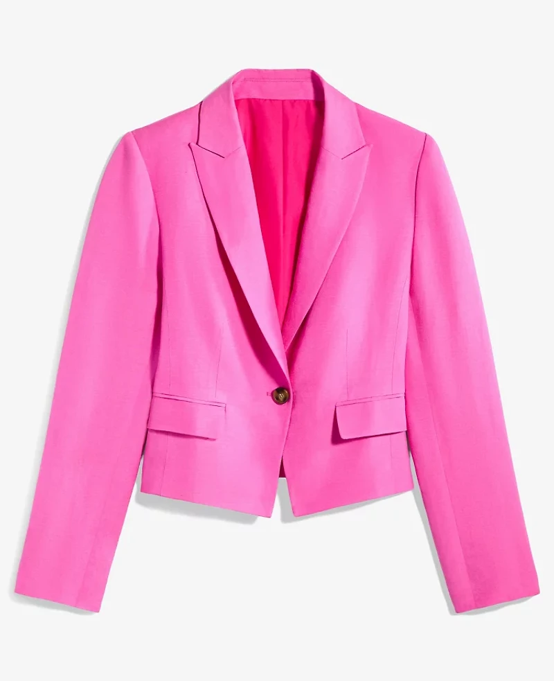 Ann Taylor The Shorter One Button Blazer Linen Blend Rhododendron Women's