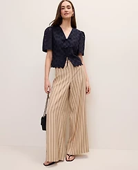 Ann Taylor Petite Eyelet Tie Front Blouse Night Sky Women's