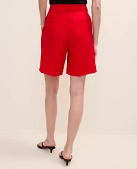 Ann Taylor The Petite Bermuda Short Linen Blend Bright Cherry Women's
