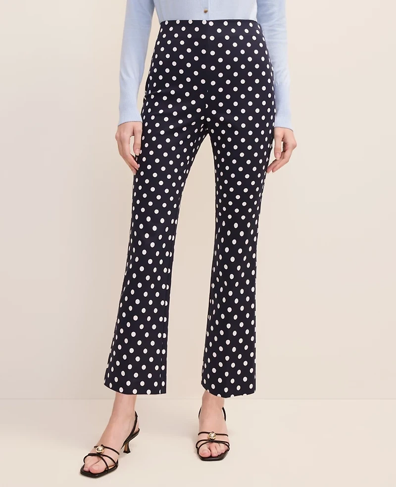 Ann Taylor The Petite Flare Capri Pant Polka Dot Night Sky Women's