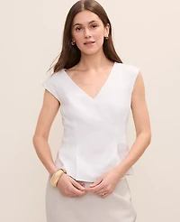 Ann Taylor Peplum Top Linen Blend Women's