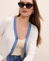 Ann Taylor Cropped Tweed Jacket Winter White Women's