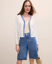 Ann Taylor Cropped Tweed Jacket Winter White Women's