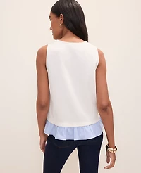 Ann Taylor Petite Weekend Layered Mixed Media Tank Top Winter White Women's