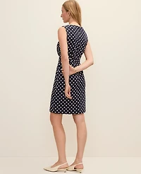Ann Taylor The Belted Shift Dress Polka Dot Night Sky Women's