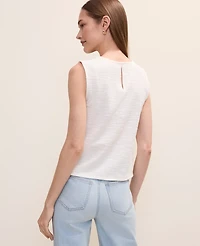 Ann Taylor Braid Trim Tweed Top Winter White Women's
