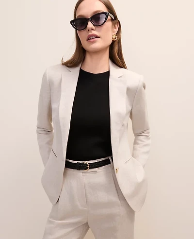 Ann Taylor The Hutton Blazer Linen Blend Natural Flax Women's