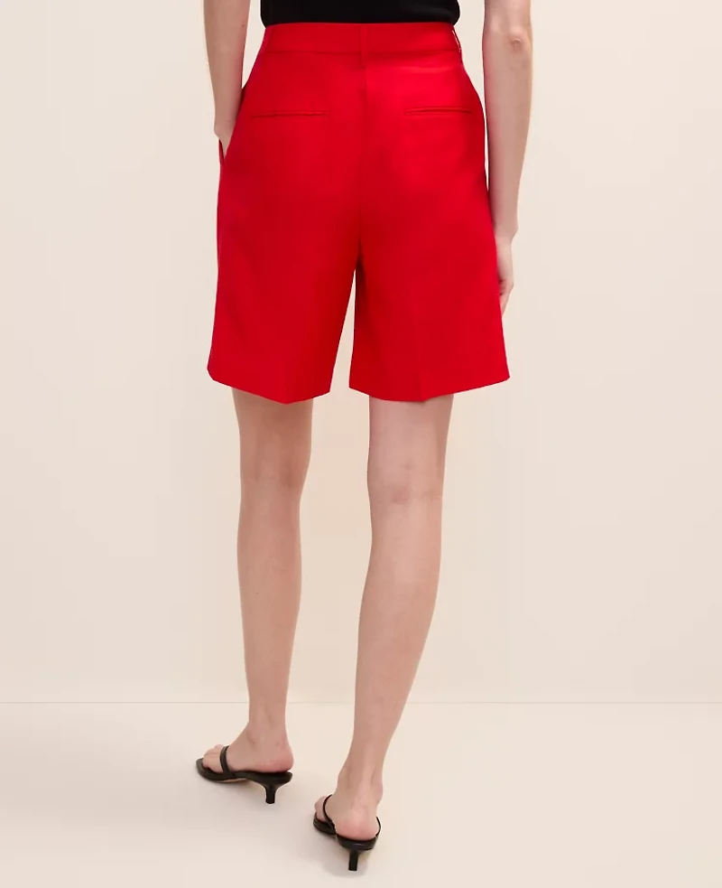 Ann Taylor The Bermuda Short Linen Blend Bright Cherry Women's