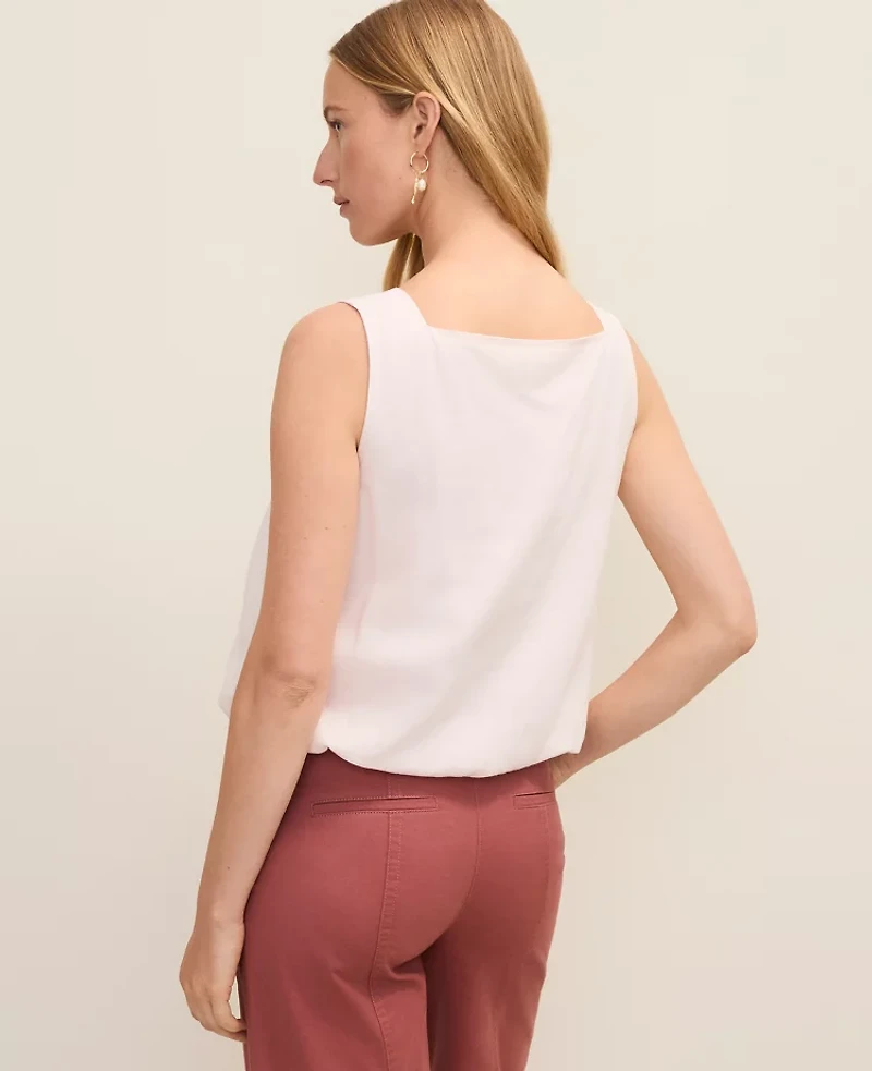 Ann Taylor Petite Weekend Bubble Hem Tank Top Linen Blend Blush Haze Women's