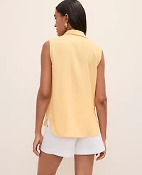 Ann Taylor Petite Shirred Yoke Sleeveless Shirt Tropical Papaya Women's