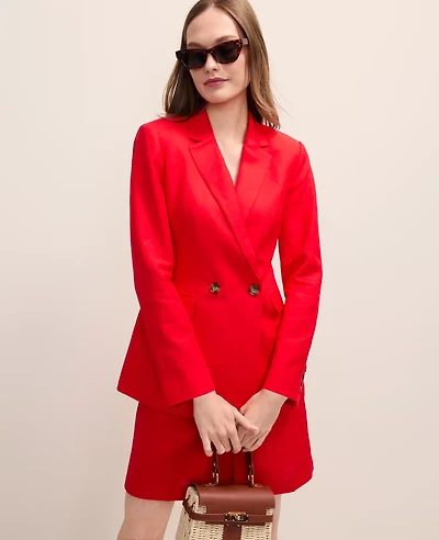 Ann Taylor The Petite Crosby Blazer Linen Blend Bright Cherry Women's
