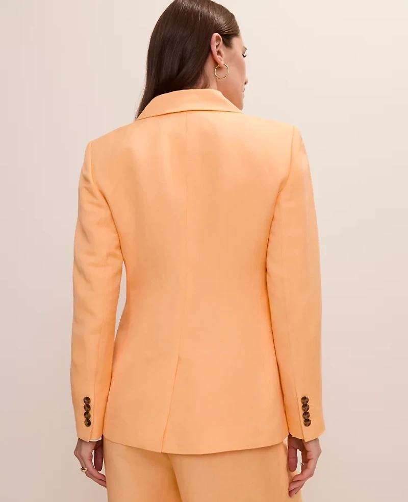 Ann Taylor The Petite Double Breasted Cutaway Blazer Linen Blend Tropical Papaya Women's