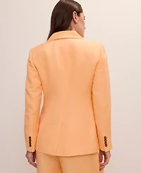 Ann Taylor The Petite Double Breasted Cutaway Blazer Linen Blend Tropical Papaya Women's