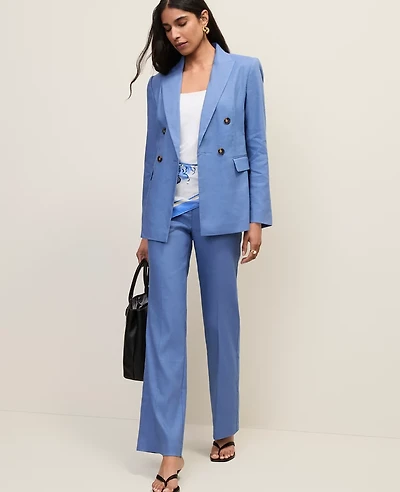 Ann Taylor The Petite High Rise Trouser Linen Blend Ocean Oasis Women's