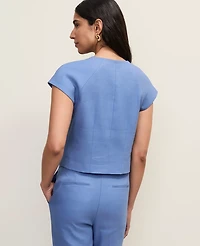 Ann Taylor The Petite Cap Sleeve Vest Linen Blend Ocean Oasis Women's