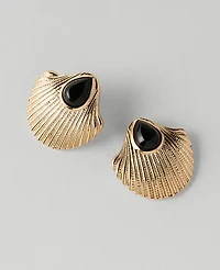 Ann Taylor Shell Stone Stud Earrings Goldtone Women's