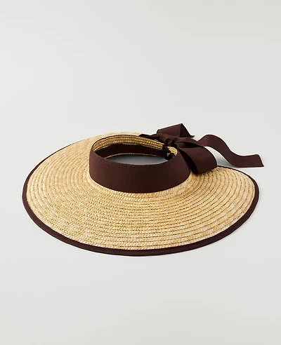 Ann Taylor Weekend Straw Visor Midnight Mahogany Women's