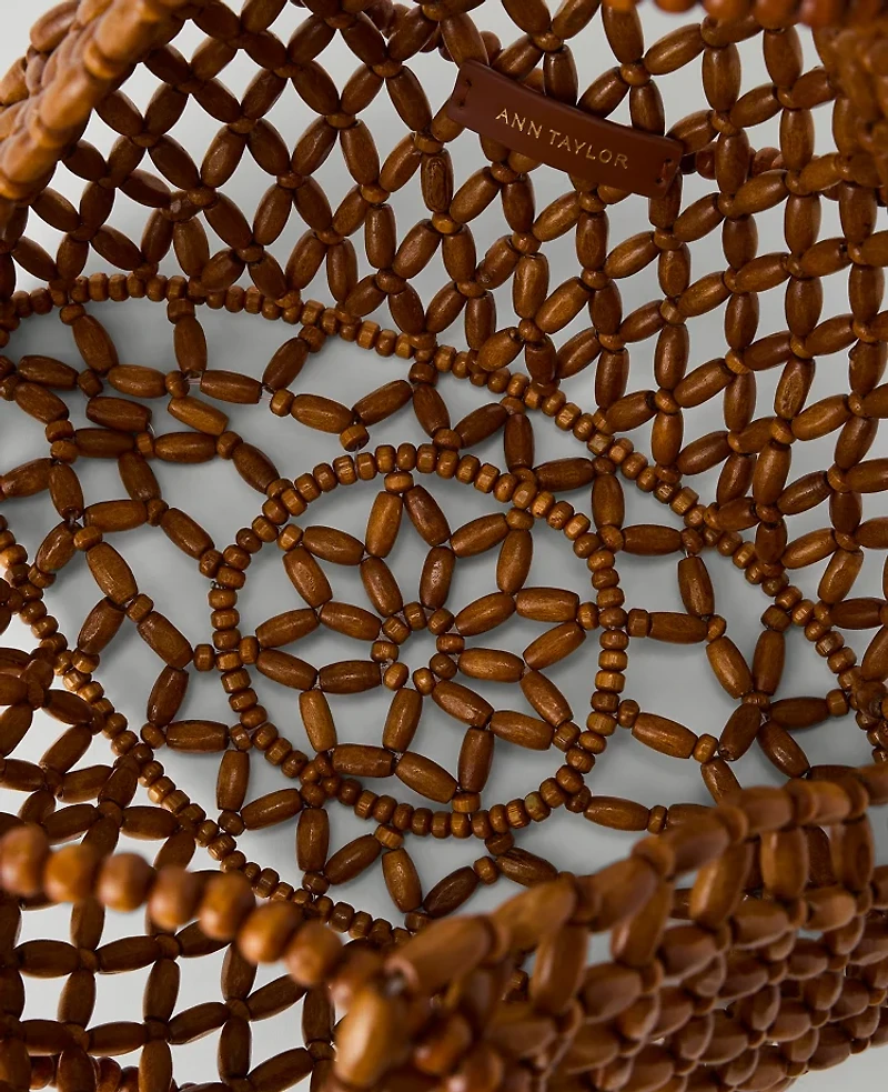 Ann Taylor Weekend Beaded Tote Brown Toffee Women's