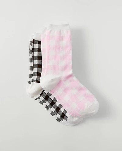 Ann Taylor Gingham Crew Socks Pirouette Women's