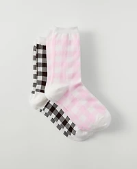 Ann Taylor Gingham Crew Socks Pirouette Women's
