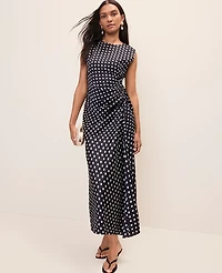 Ann Taylor Polka Dot Maxi Dress Satin Night Sky B Women's