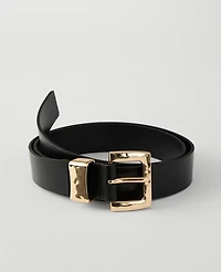 Ann Taylor Leather Textured Square Buckle Belt Women's