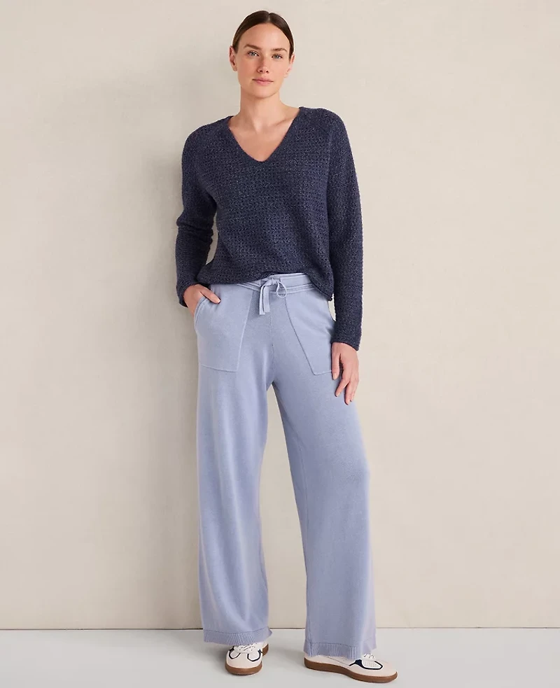 Ann Taylor Haven Well Within Merino Wool Blend V-Neck Sweater Soft Denim Blue Women's