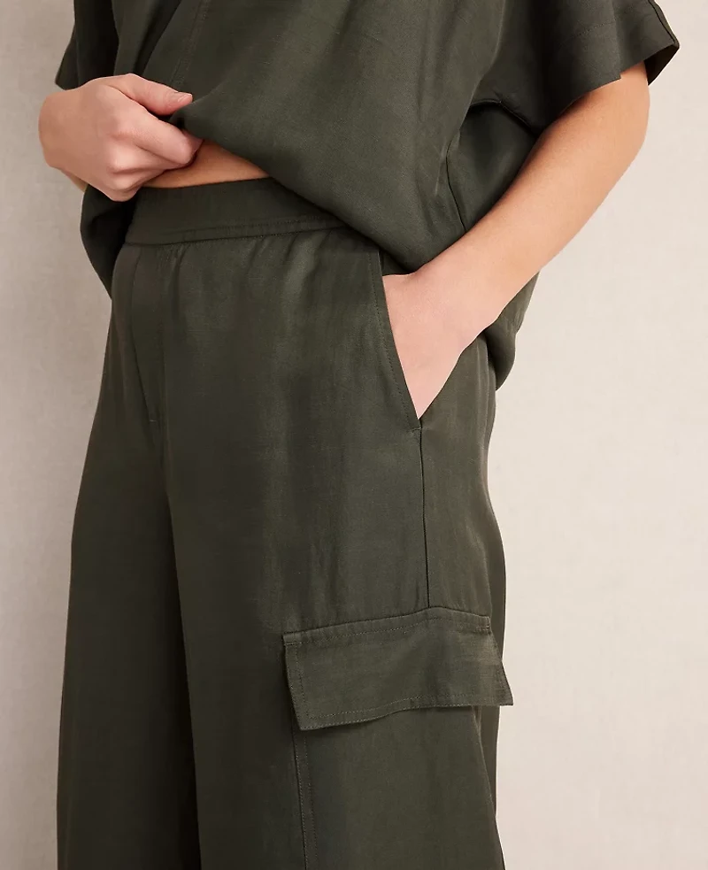 Ann Taylor Haven Well Within Viscose Linen Palazzo Pants Deep Green Women's