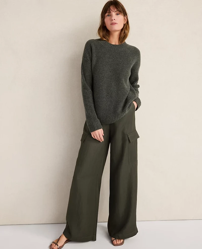 Ann Taylor Haven Well Within Viscose Linen Palazzo Pants Deep Green Women's