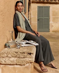 Ann Taylor Haven Well Within Viscose Linen Palazzo Pants Deep Green Women's