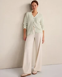 Ann Taylor Haven Well Within Garment-Dyed Organic Cotton Shaker Stitch Cardigan Women's