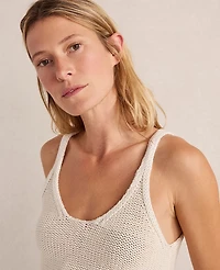 Ann Taylor Haven Well Within Cotton Linen Plaited Tank Top Ivory Women's