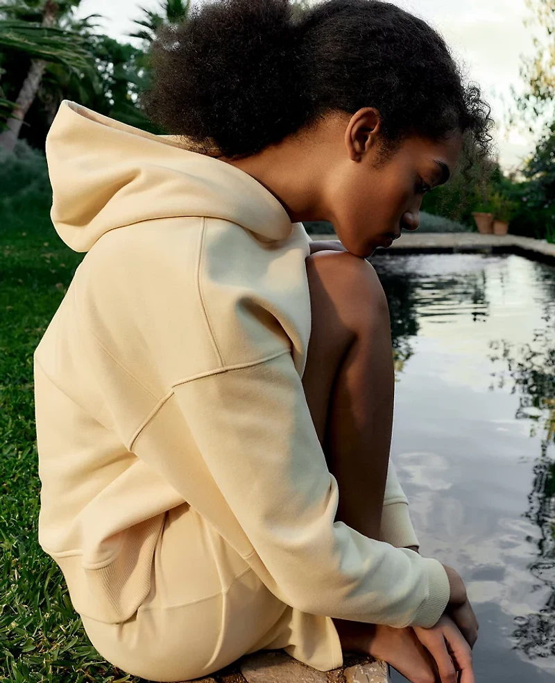 Ann Taylor Haven Well Within Cloud Fleece Hoodie Soft Beige Women's