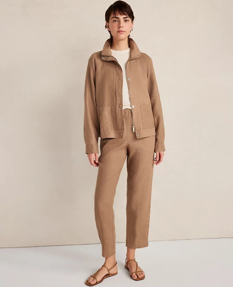Ann Taylor Haven Well Within Everweave Linen Jacket Classic Acorn Women's