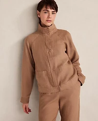 Ann Taylor Haven Well Within Everweave Linen Jacket Classic Acorn Women's