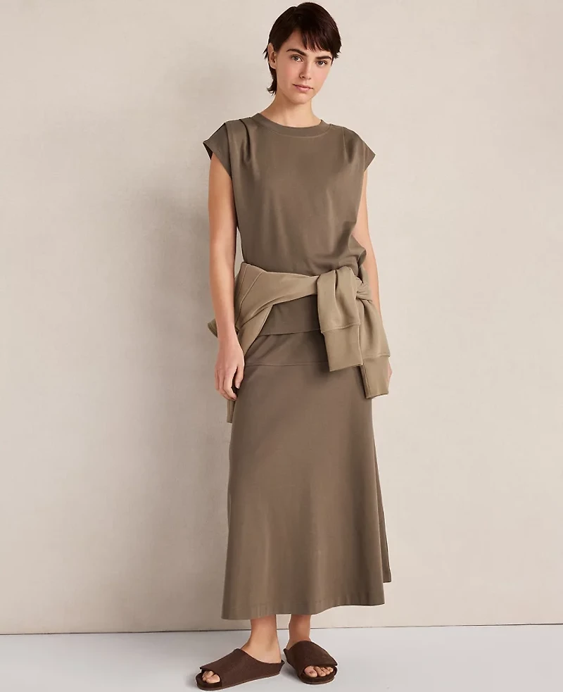 Ann Taylor Haven Well Within Organic Cotton Interlock Midi Skirt Brown Women's