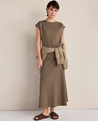 Ann Taylor Haven Well Within Organic Cotton Interlock Midi Skirt Brown Women's