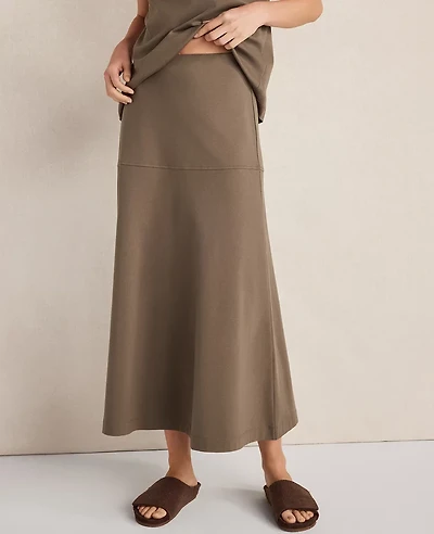 Ann Taylor Haven Well Within Organic Cotton Interlock Midi Skirt Brown Women's