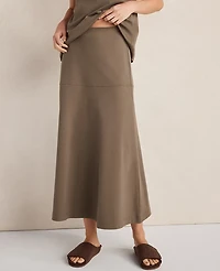 Ann Taylor Haven Well Within Organic Cotton Interlock Midi Skirt Brown Women's