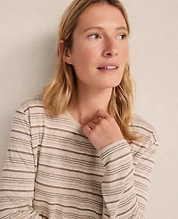 Ann Taylor Haven Well Within Linen Jersey Crewneck T-Shirt Chestnut Brown Women's