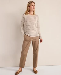 Ann Taylor Haven Well Within Linen Jersey Crewneck T-Shirt Chestnut Brown Women's