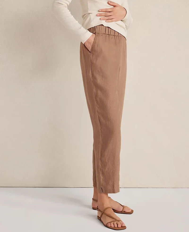Ann Taylor Haven Well Within Everweave Linen Tapered Pants Classic Acorn Women's