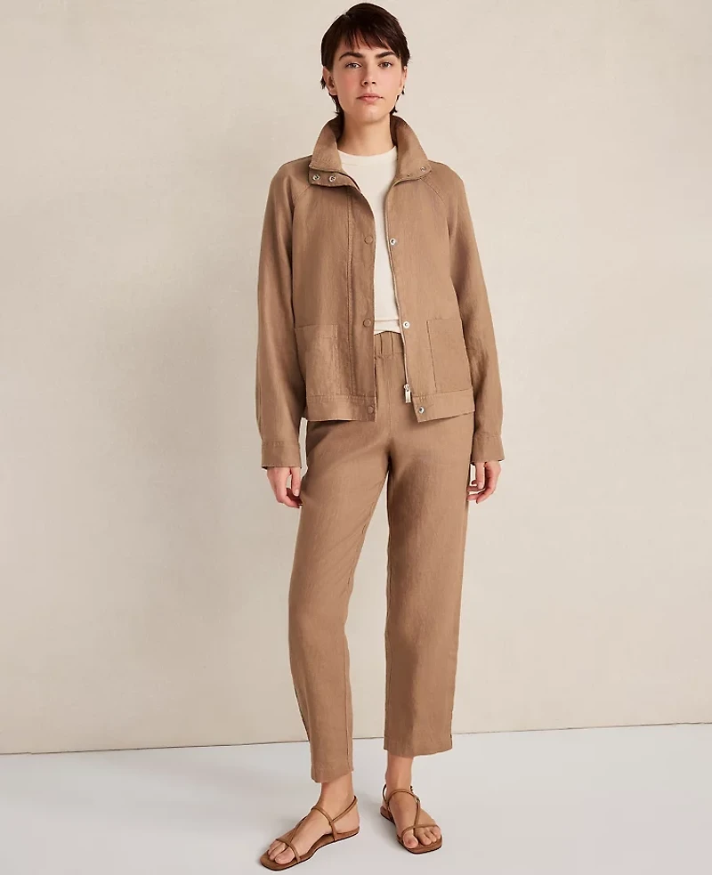 Ann Taylor Haven Well Within Everweave Linen Tapered Pants Classic Acorn Women's