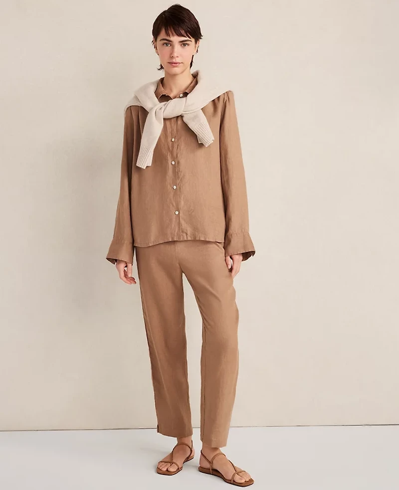 Ann Taylor Haven Well Within Everweave Linen Tapered Pants Classic Acorn Women's