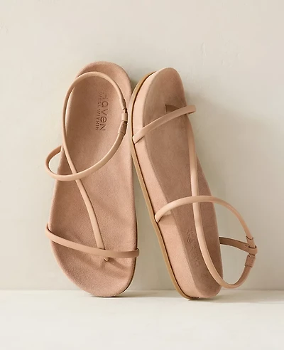 Ann Taylor Haven Well Within Strappy Leather Molded Sandals Almond Butter Women's